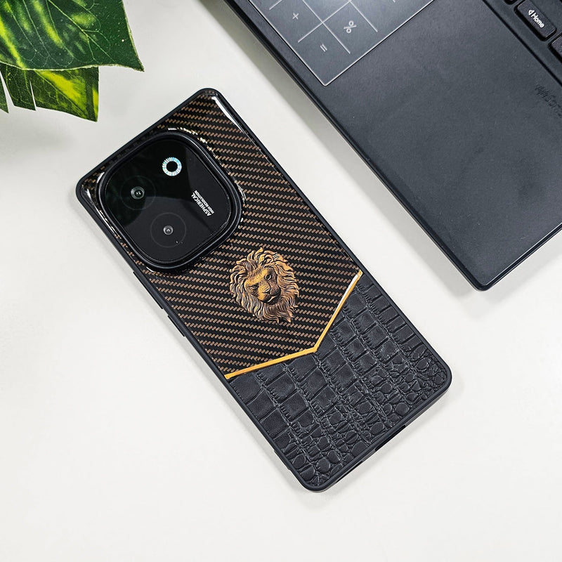 Vivo T3 Pro 5G Luxury Lion Pattern Leather And Liquid Silicone Case