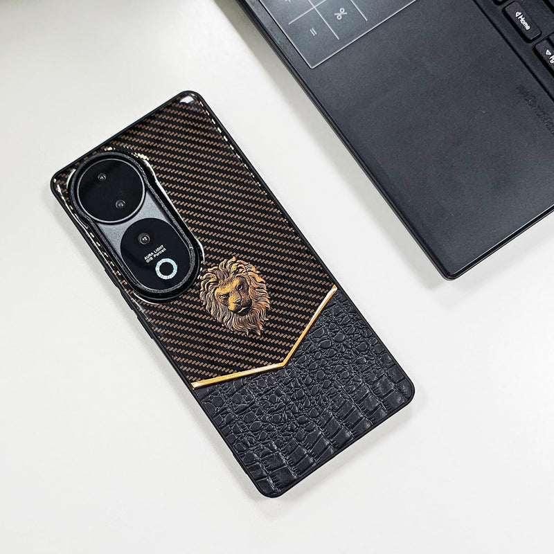 Vivo V40 Pro 5G Luxury Lion Pattern Leather And Liquid Silicone Case
