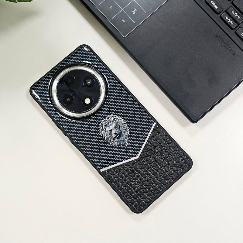 Oppo F27 PRO+ 5G Luxury Lion Pattern Leather And Liquid Silicone Case