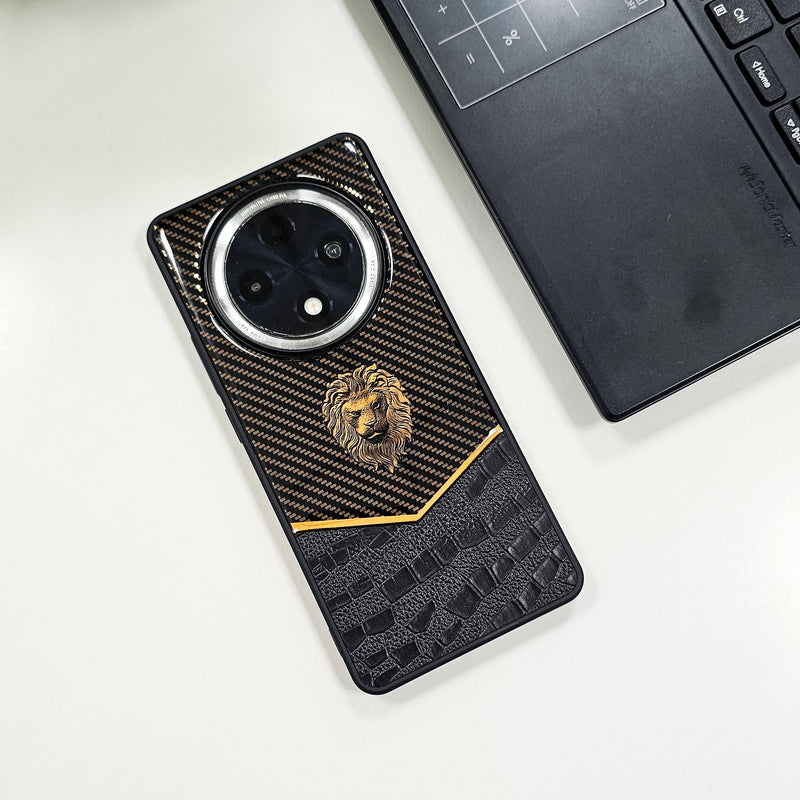 Oppo F27 PRO+ 5G Luxury Lion Pattern Leather And Liquid Silicone Case