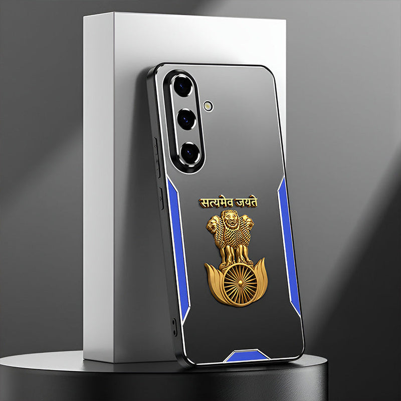 Samsung Galaxy M56 5G Satyamev Jayate 3D Metal Aluminium Back Case