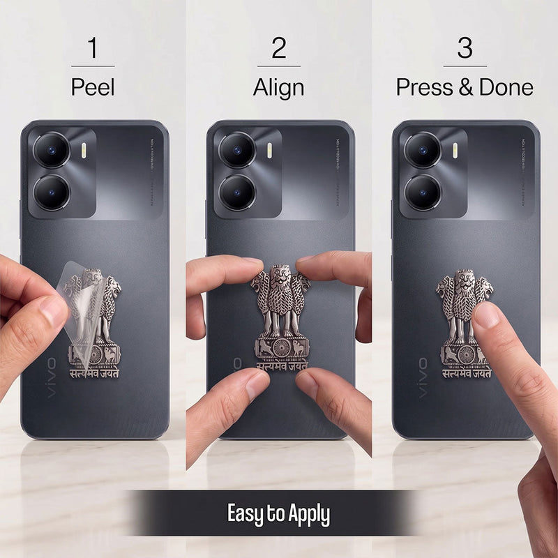 Vivo Y56 5G Compatible Satyamev Jayate 3D Metal Emblem Sticker