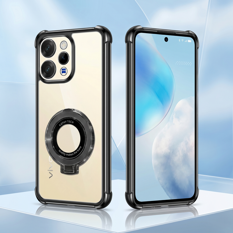 Vivo V70 5G Original Luxury Magnifier Ring Stand Shockproof Airbags Corner Case