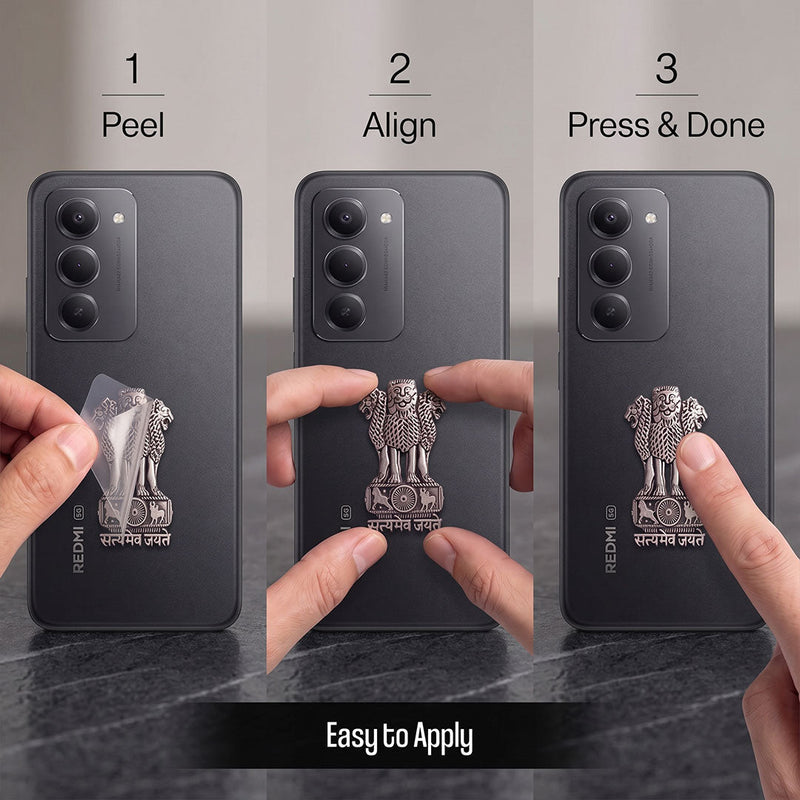 Redmi 15 5G Compatible Satyamev Jayate 3D Metal Emblem Sticker