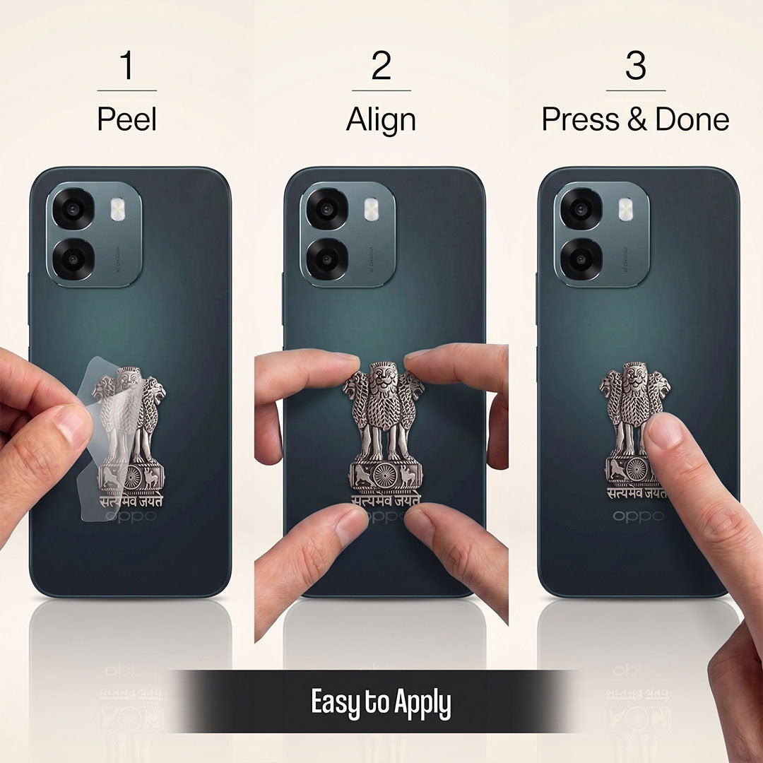 Oppo A6 5G Compatible Satyamev Jayate 3D Metal Emblem Sticker