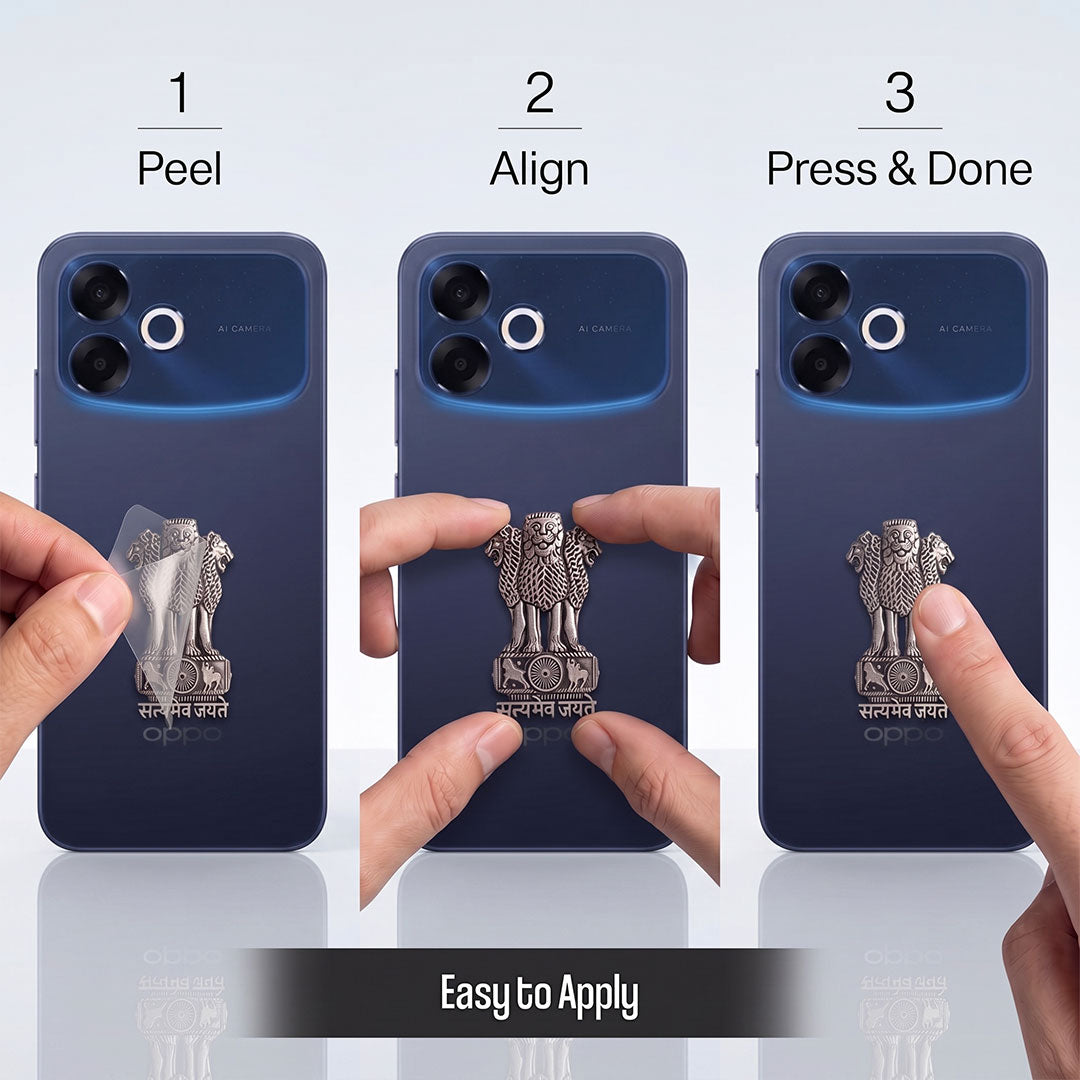 Oppo F33 Pro 5G Compatible Satyamev Jayate 3D Metal Emblem Sticker