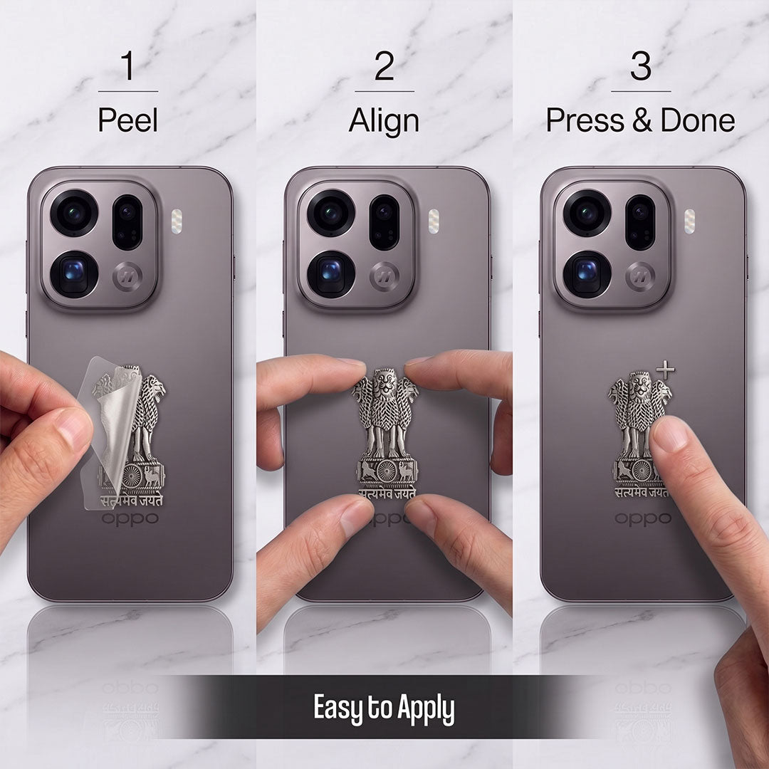 Oppo Find X9 Pro 5G Compatible Satyamev Jayate 3D Metal Emblem Sticker