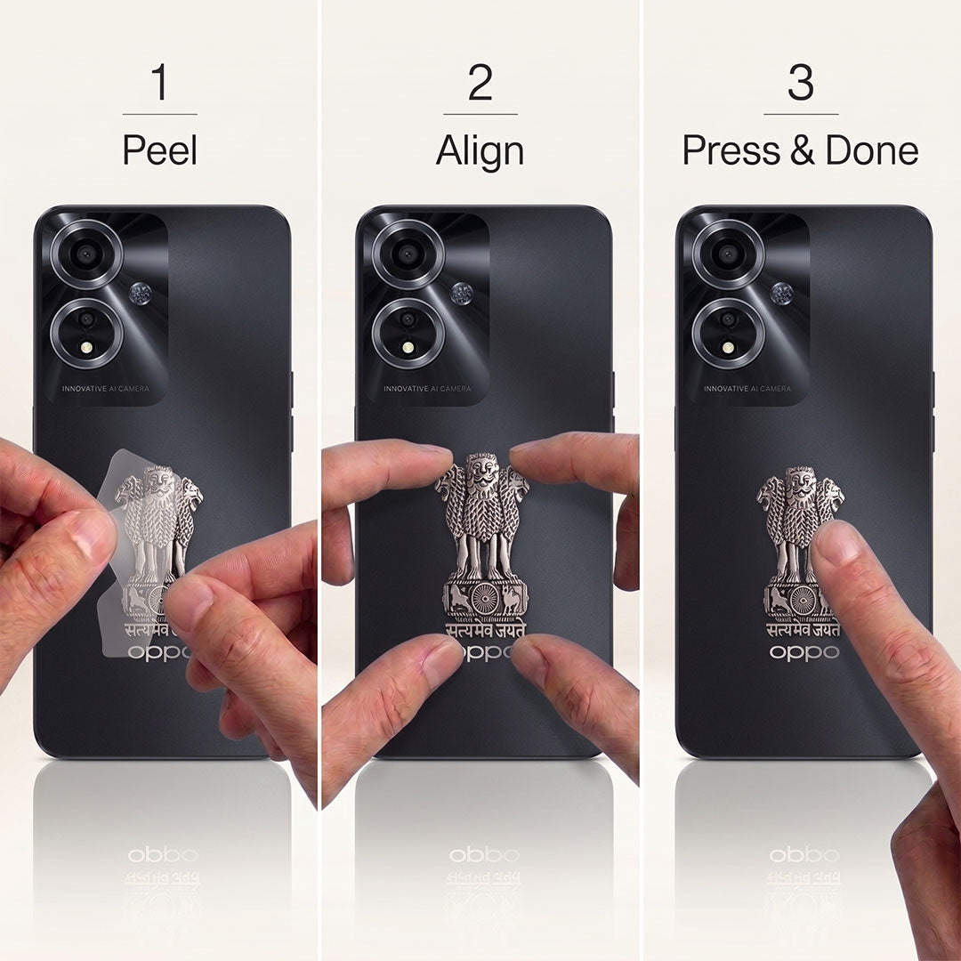 Oppo A59 5G Compatible Satyamev Jayate 3D Metal Emblem Sticker