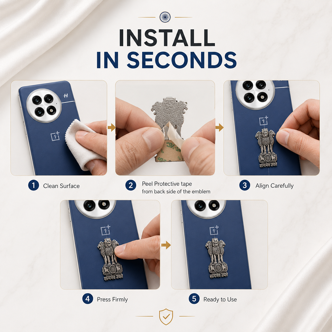 OnePlus 13 5G Compatible Satyamev Jayate 3D Metal Emblem Sticker