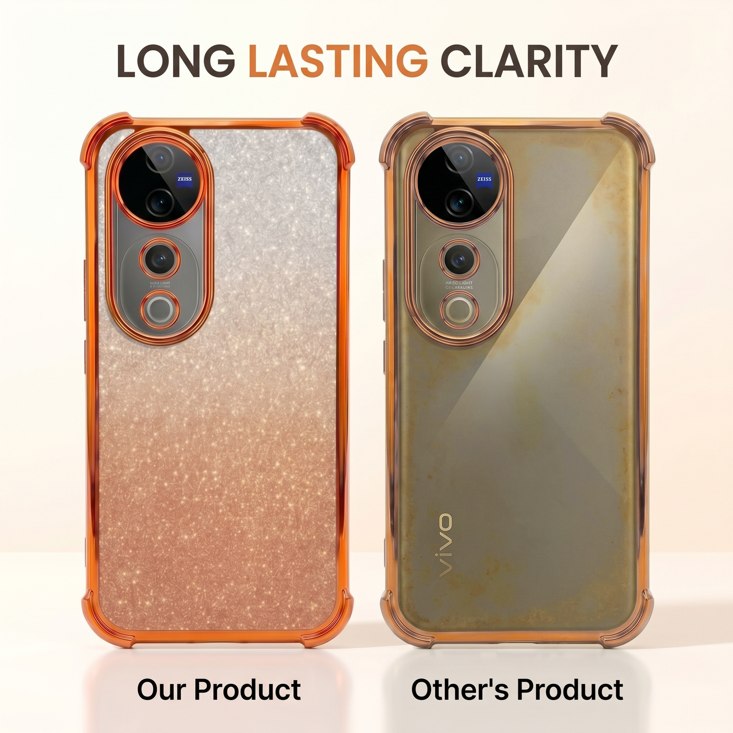 Vivo V40 Pro 5G Luxury Shockproof Shimmer Airbag Cosmic Orange Case