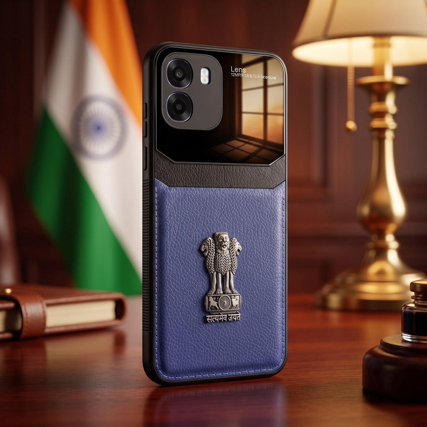 Oppo K14 5G Satyamev Jayate 3D Metal Leather Back Case