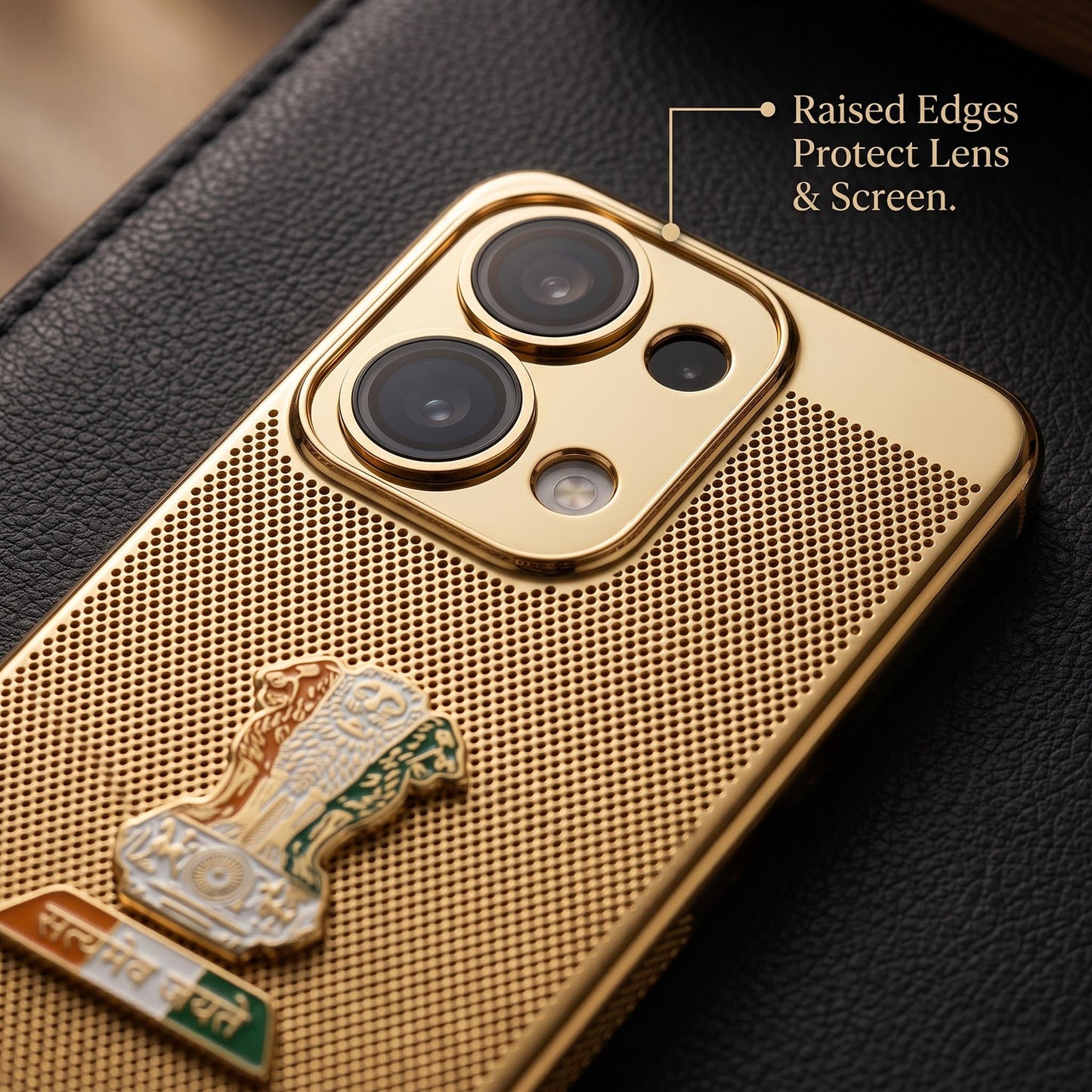 Oppo Reno 13 5G Tri-Color Satyamev Jayate Mesh Electroplated Heat Dissipation Case