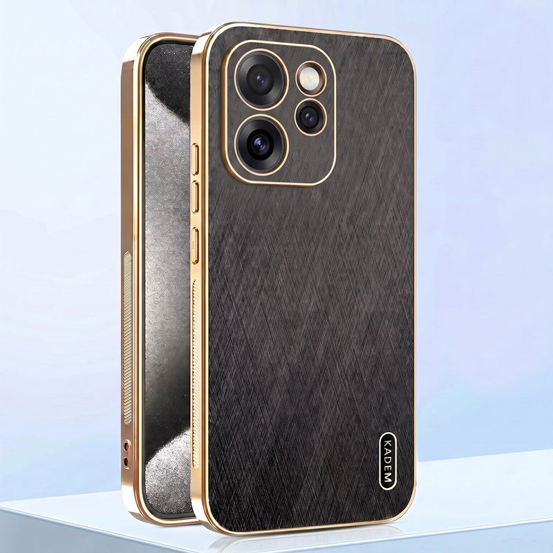 Oppo Reno 15 Pro Mini 5G Premium Electroplated Frame Gold Thread Pattern Soft Case