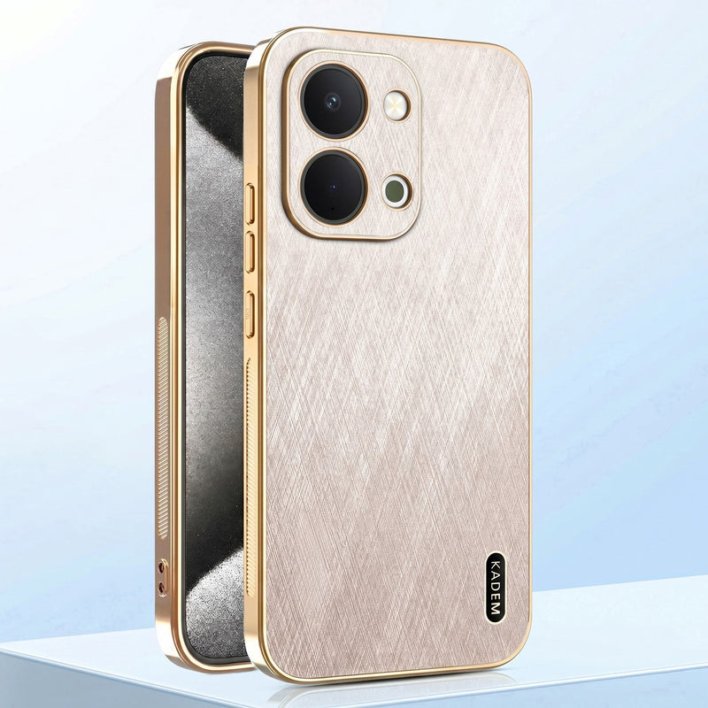 Vivo T5X 5G Premium Electroplated Frame Gold Thread Pattern Soft Case