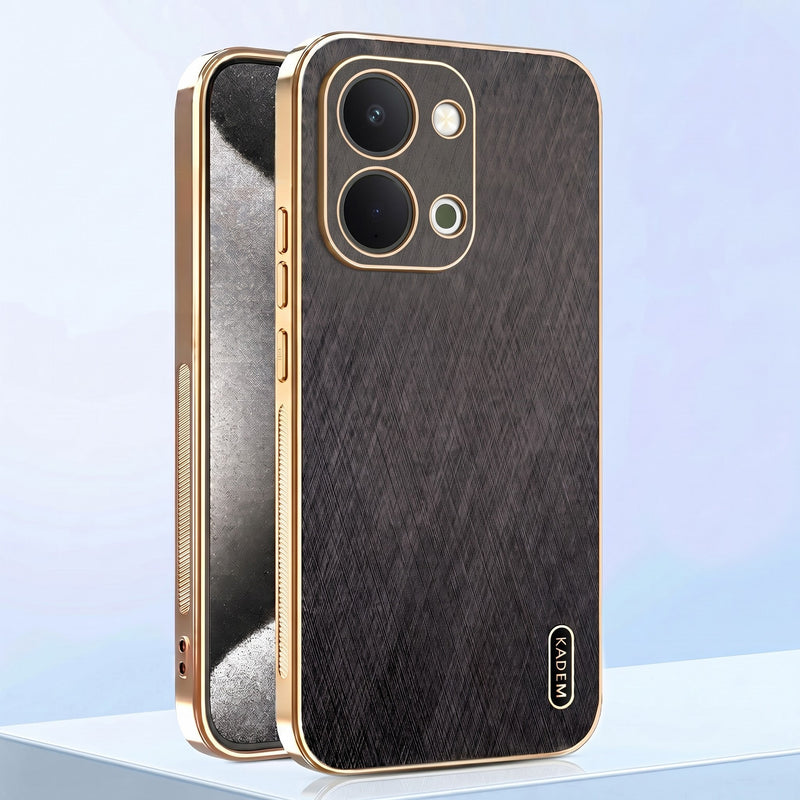 Vivo T5X 5G Premium Electroplated Frame Gold Thread Pattern Soft Case