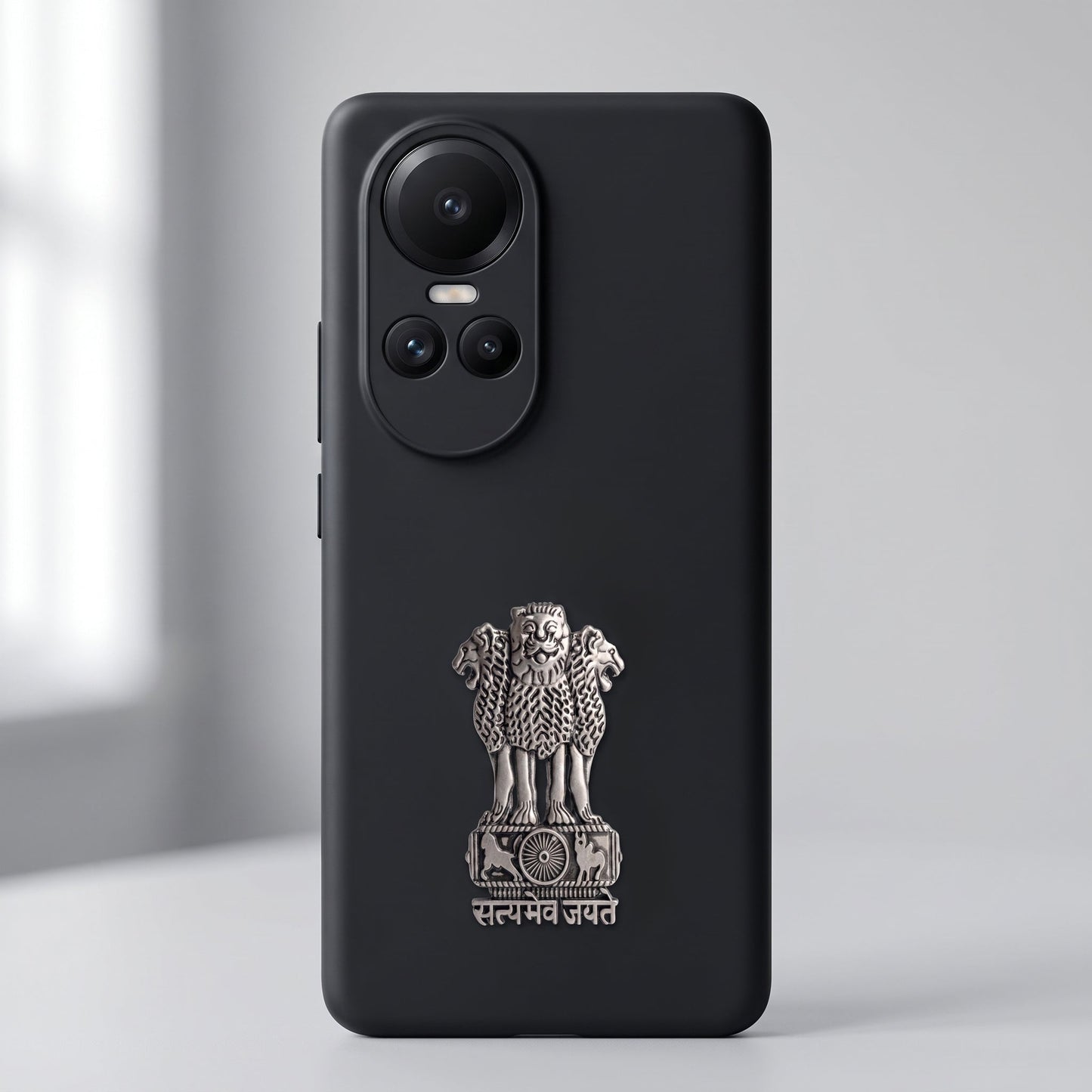 Oppo Reno 10 5G Compatible Satyamev Jayate 3D Metal Emblem Sticker