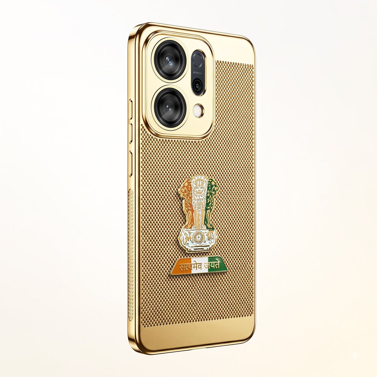 Oppo Reno 14 5G Tri-Color Satyamev Jayate Mesh Electroplated Heat Dissipation Case