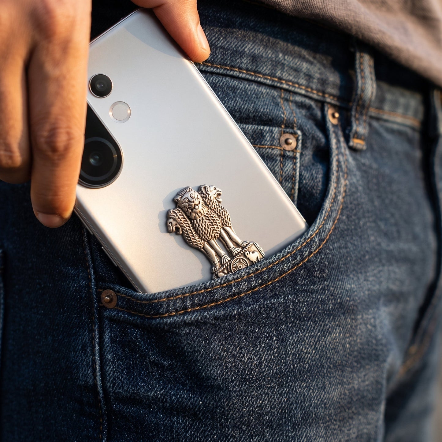 Vivo V60 5G Compatible Satyamev Jayate 3D Metal Emblem Sticker