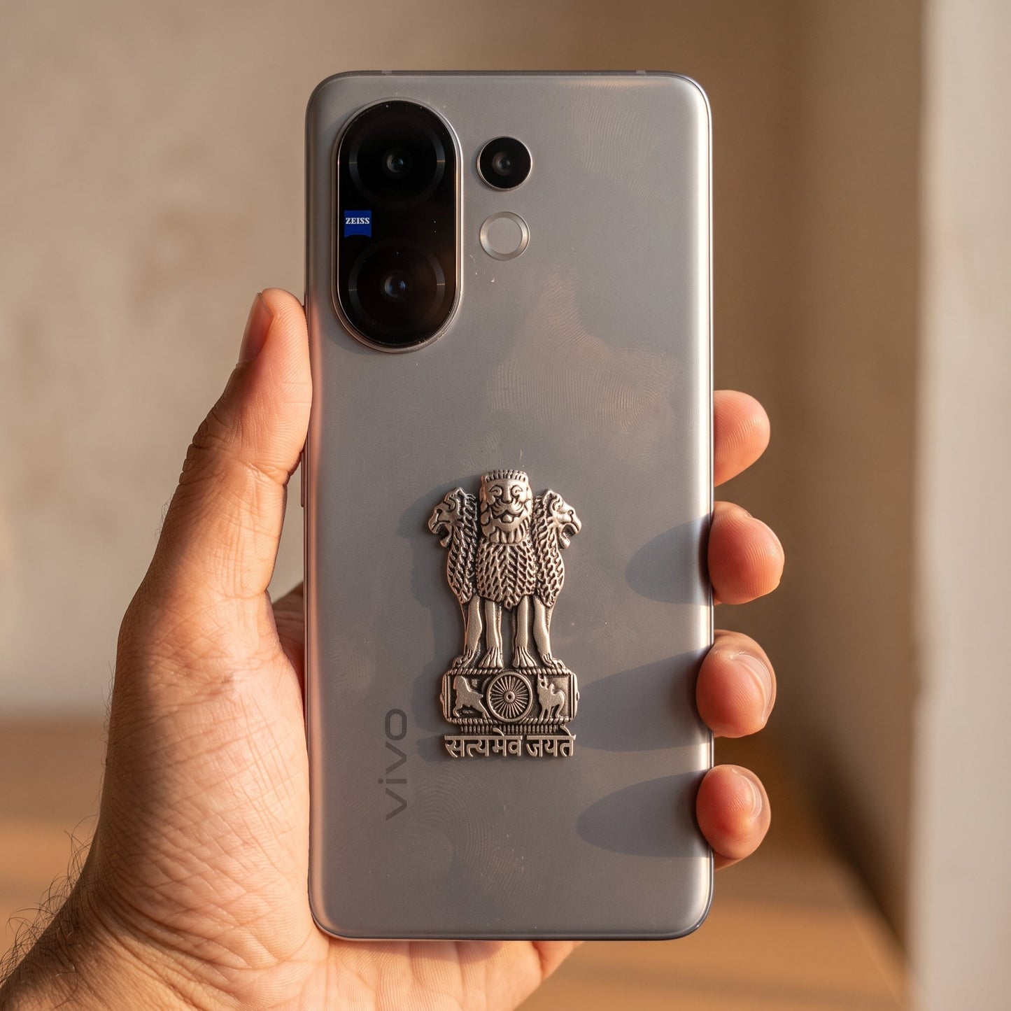 Vivo V60 5G Compatible Satyamev Jayate 3D Metal Emblem Sticker