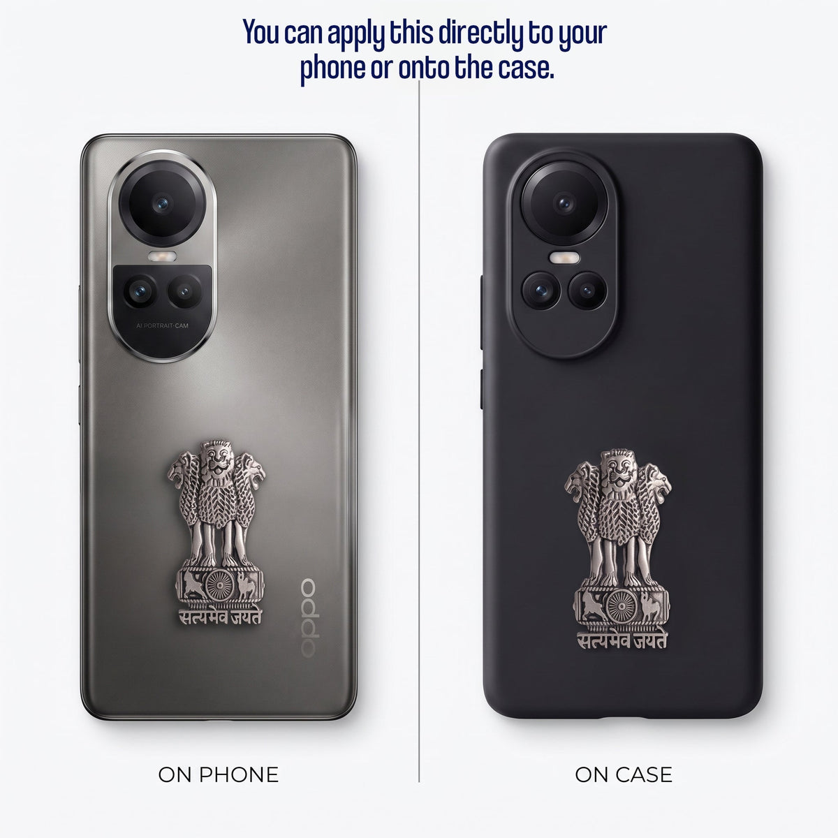 Oppo Reno 10 5G Compatible Satyamev Jayate 3D Metal Emblem Sticker