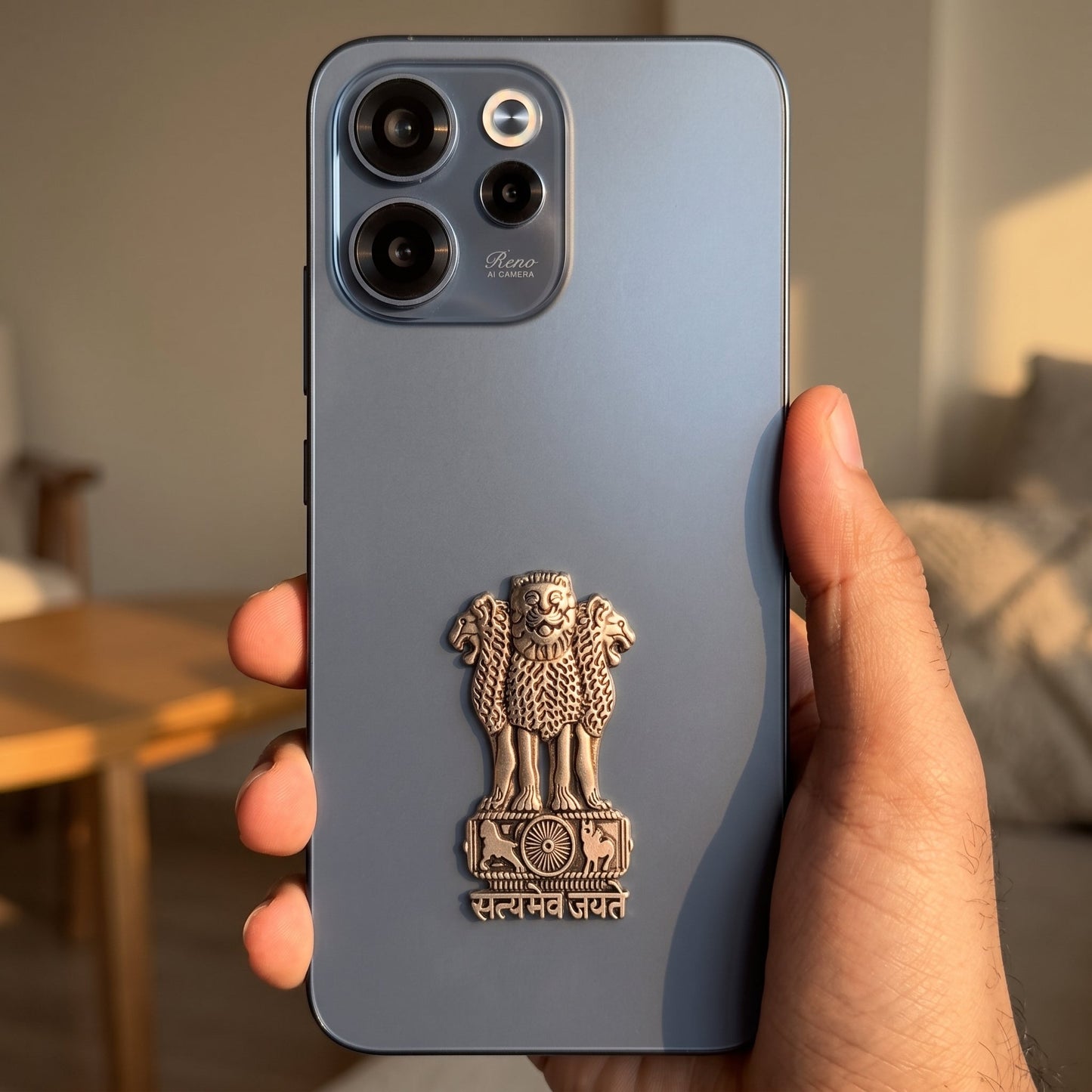 Oppo Reno 15C 5G Compatible Satyamev Jayate 3D Metal Emblem Sticker