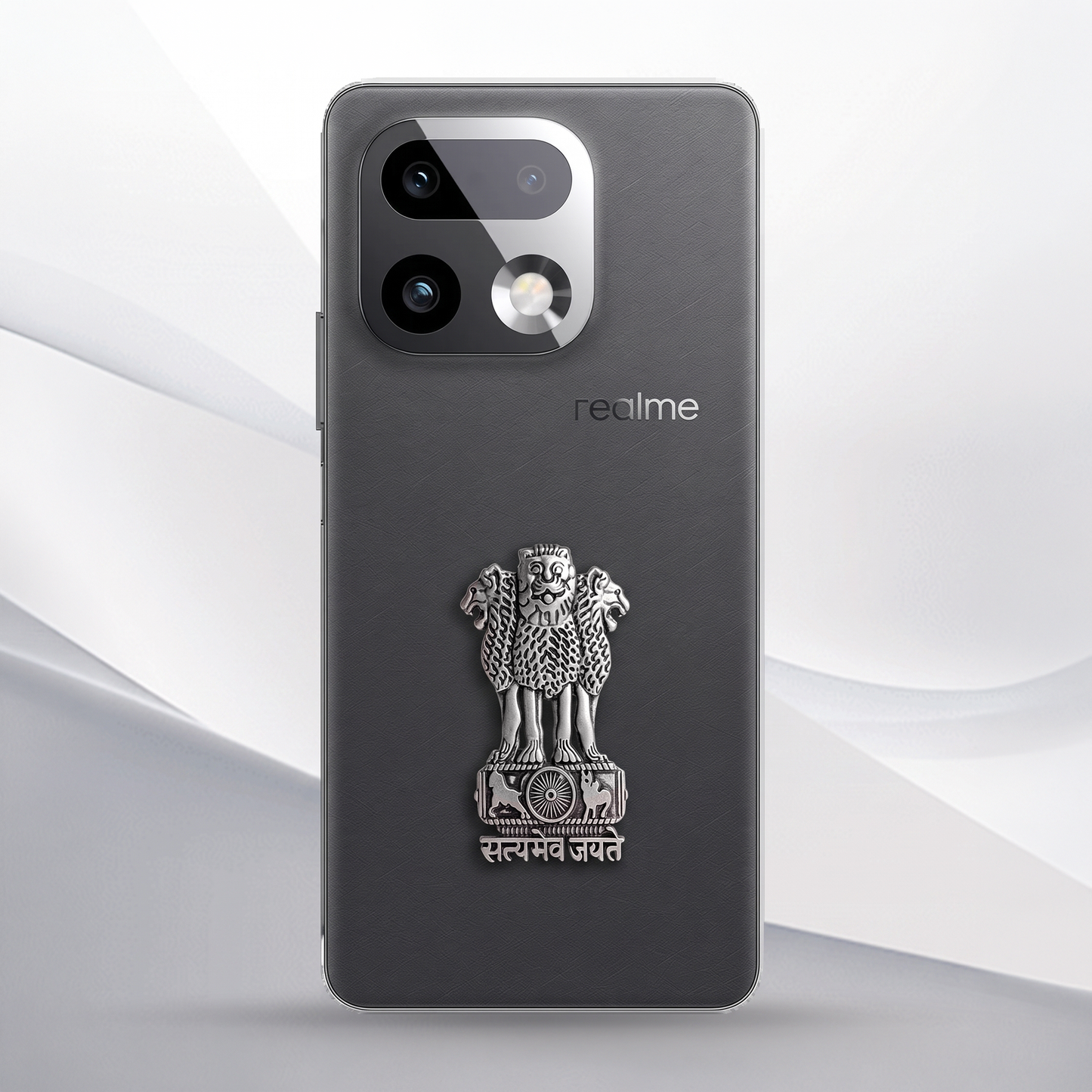 Realme 16 Pro+ 5G Compatible Satyamev Jayate 3D Metal Emblem Sticker