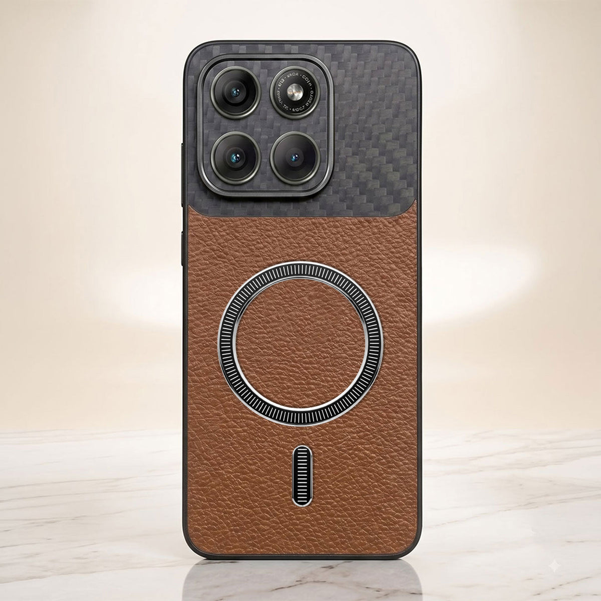 Motorola Edge 70 Fusion 5G Carbon Fiber Leather Hybrid MagSafe Magnetic Case