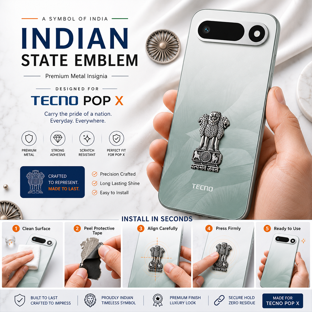 Tecno Pop X 5G Compatible Satyamev Jayate 3D Metal Emblem Sticker