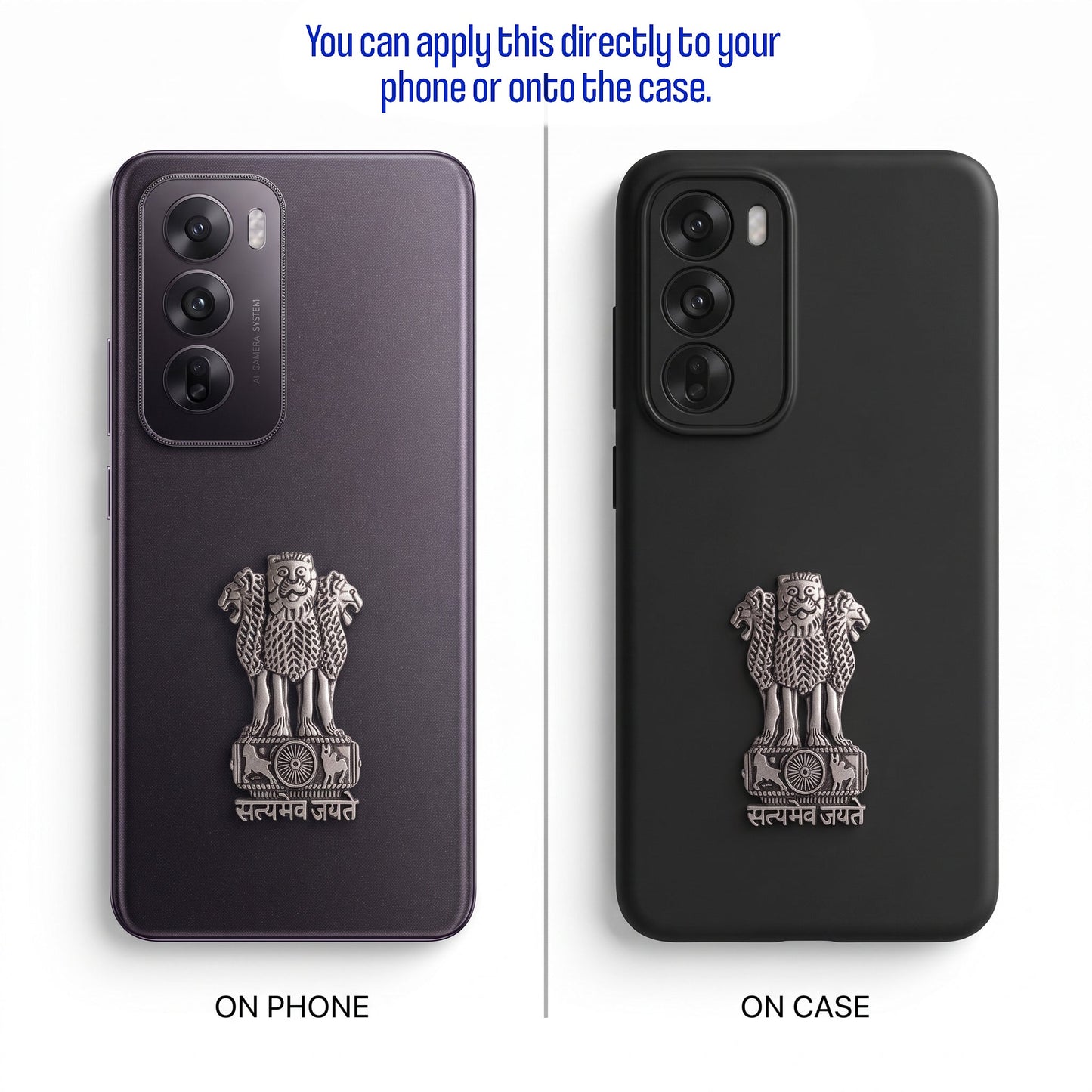 Oppo Reno 12 5G Compatible Satyamev Jayate 3D Metal Emblem Sticker