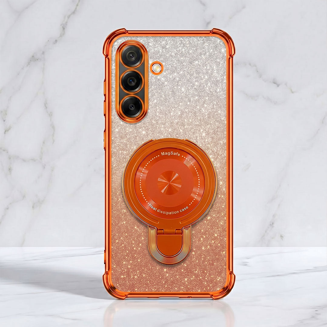 Samsung Galaxy A36 5G Invincible Bracket Ring Stand Shimmer Airbag Cosmic Orange Case