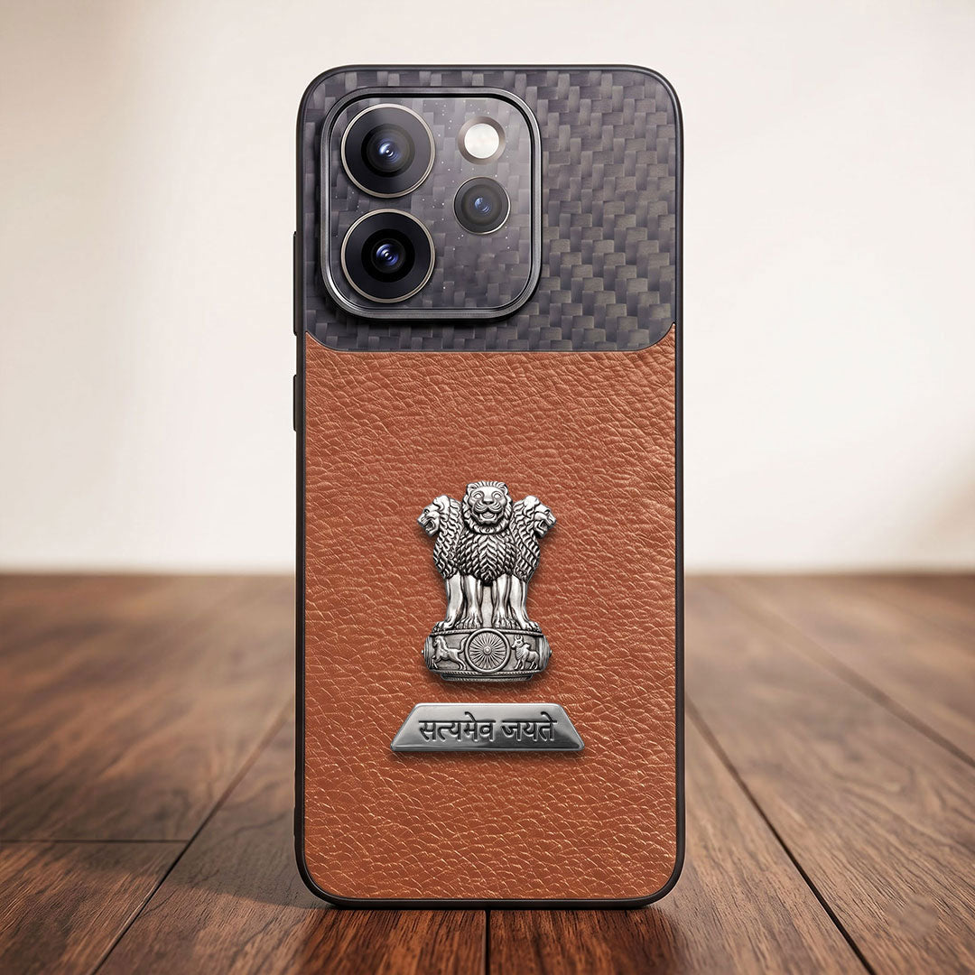 Oppo Reno 15 Pro Mini 5G Satyamev Jayate 2-in-1 Emblem Carbon Fiber Leather Phone Case