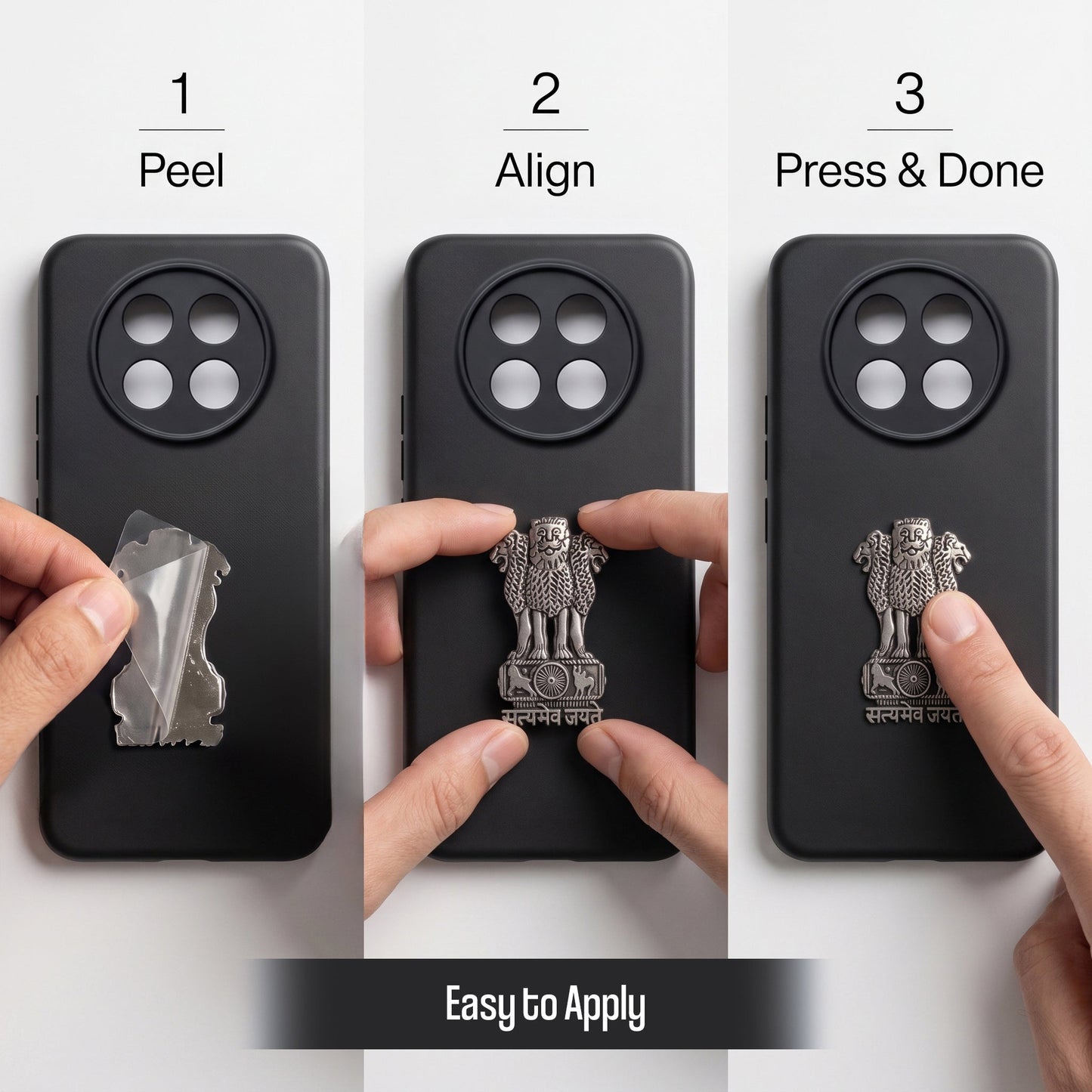 Oppo F31 Pro Plus 5G Compatible Satyamev Jayate 3D Metal Emblem Sticker