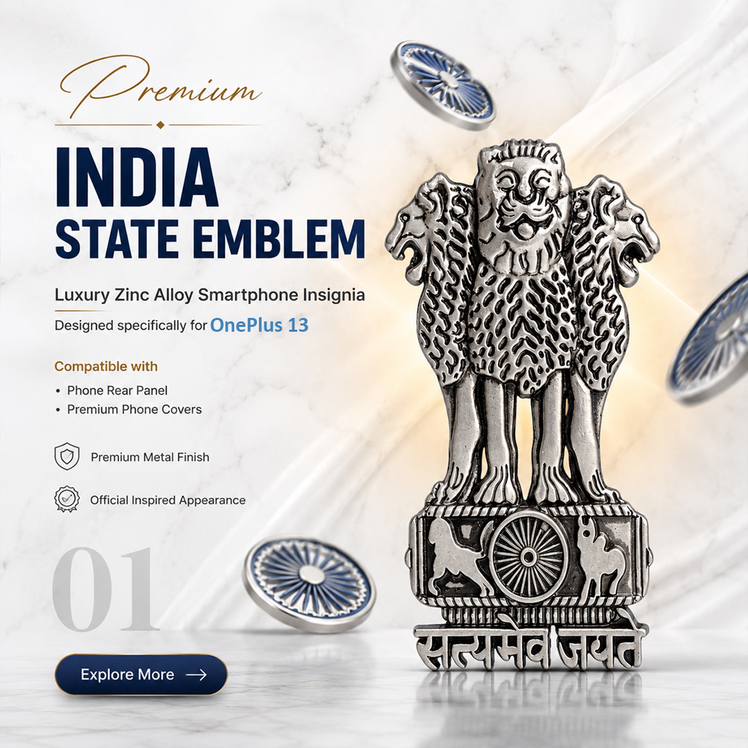 OPPO Find X8 5G Compatible Satyamev Jayate 3D Metal Emblem Sticker