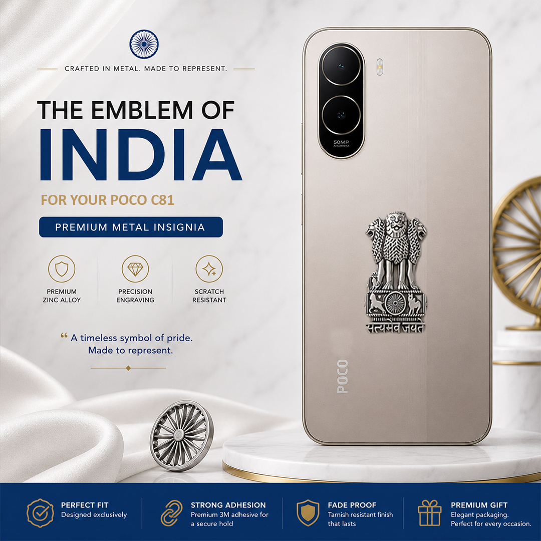 POCO C81 5G Compatible Satyamev Jayate 3D Metal Emblem Sticker