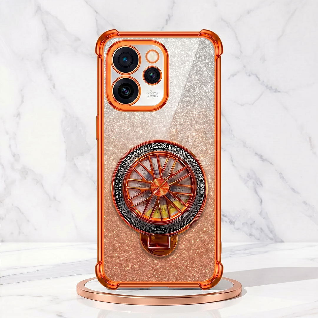 Oppo Reno 15 Pro Mini 5G Stress Buster Wheel Rotating Shimmer Airbag Cosmic Orange Case