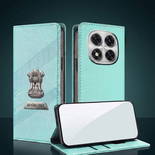 Redmi Note 14 Pro+ 5G Metal Satyamev Jayate 2-in-1 Emblem Magnetic Flip Wallet Case