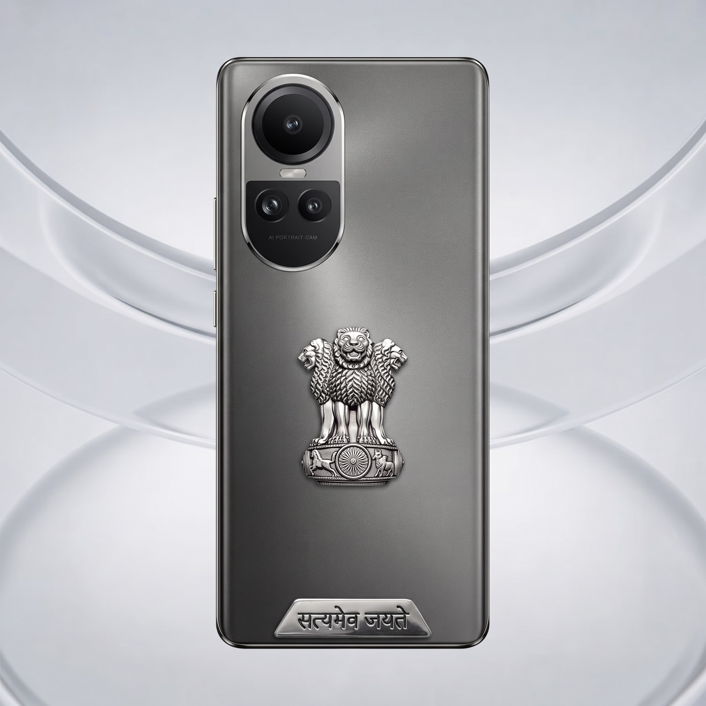 Oppo Reno 10 5G Compatible Satyamev Jayate 3D Metal Emblem Sticker
