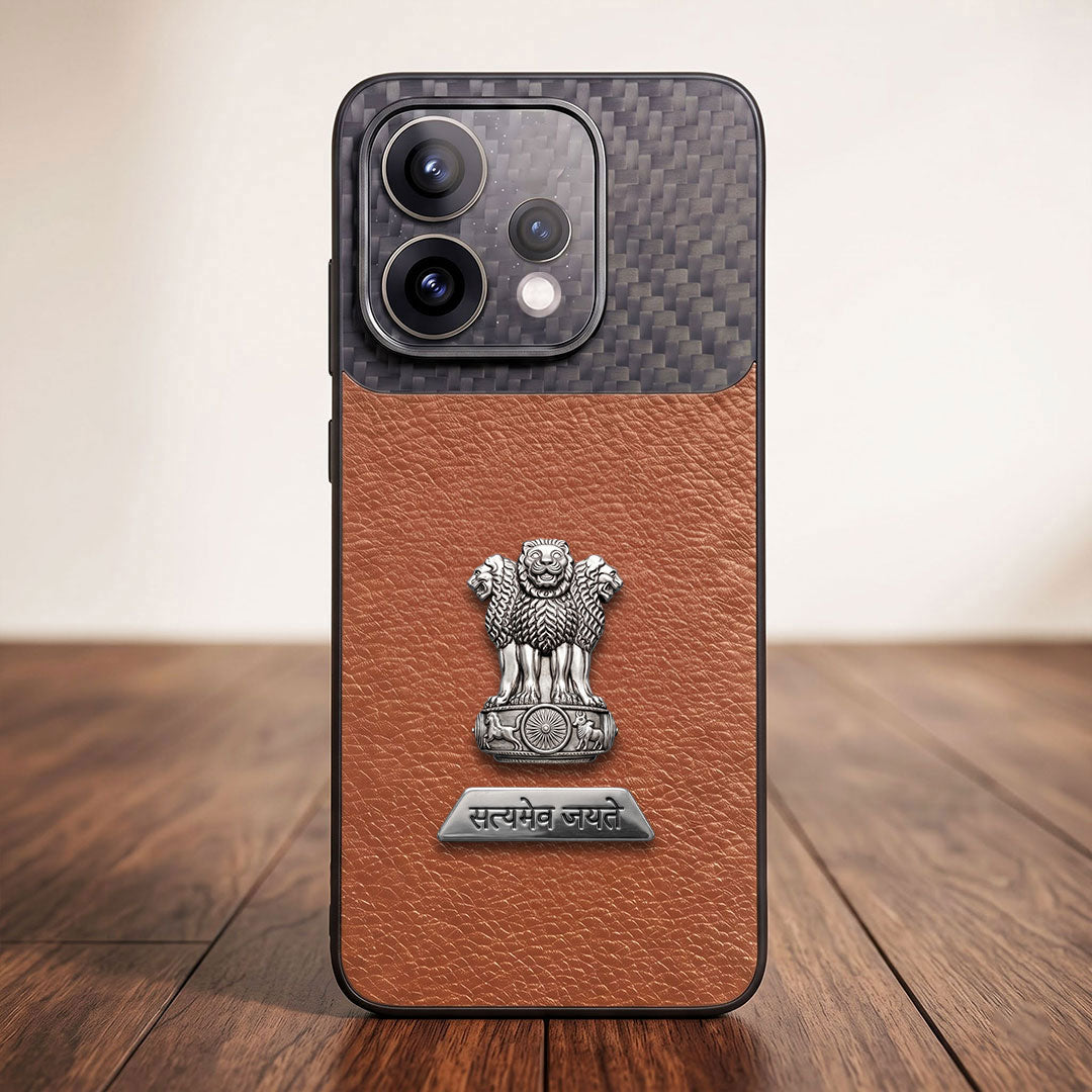 Oppo Reno 15 5G Satyamev Jayate 2-in-1 Emblem Carbon Fiber Leather Phone Case