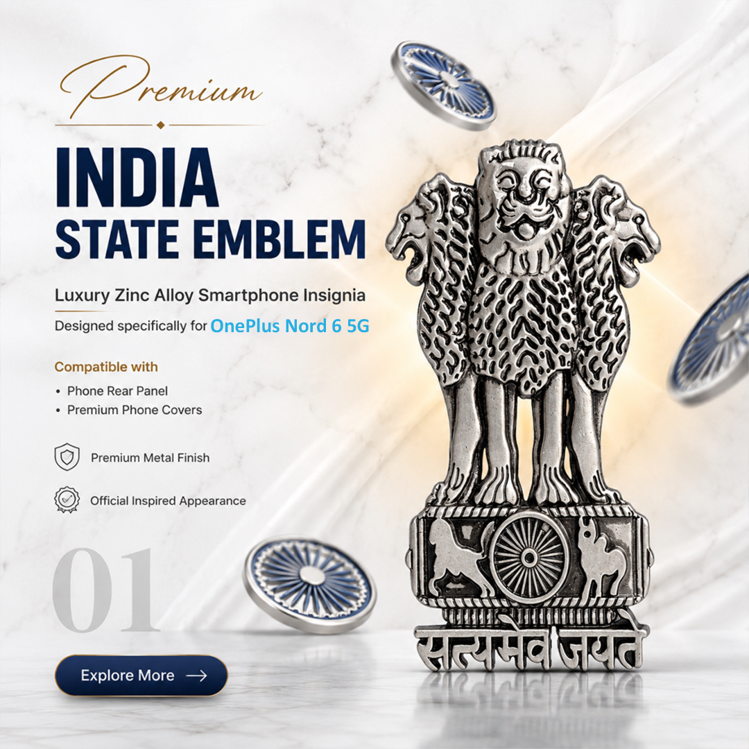 OnePlus Nord 6 5G Compatible Satyamev Jayate 3D Metal Emblem Sticker