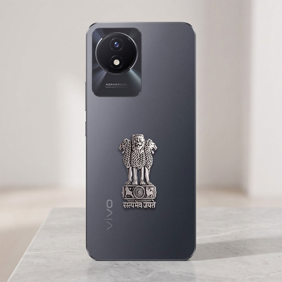 Vivo Y02t 5G Compatible Satyamev Jayate 3D Metal Emblem Sticker