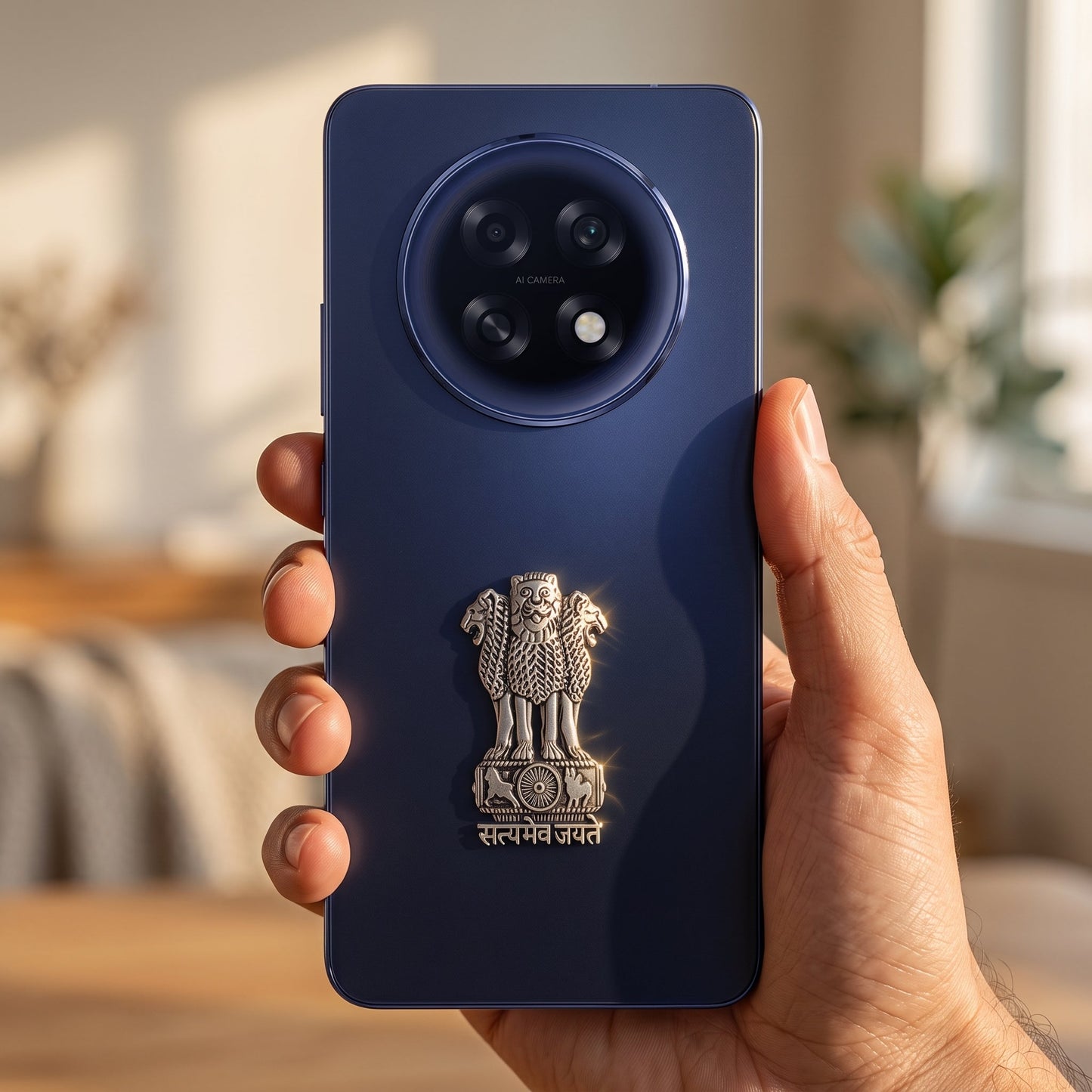Oppo F31 Pro Plus 5G Compatible Satyamev Jayate 3D Metal Emblem Sticker