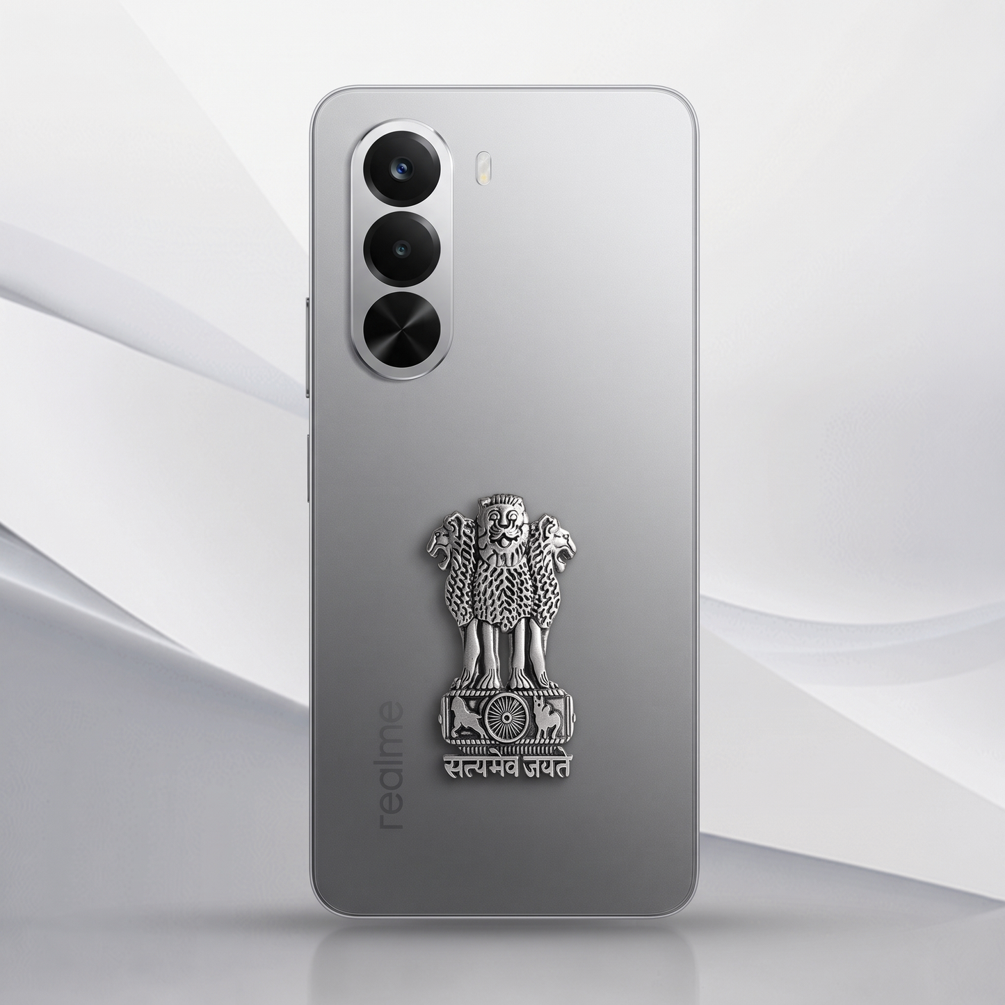 Realme P4X 5G Compatible Satyamev Jayate 3D Metal Emblem Sticker