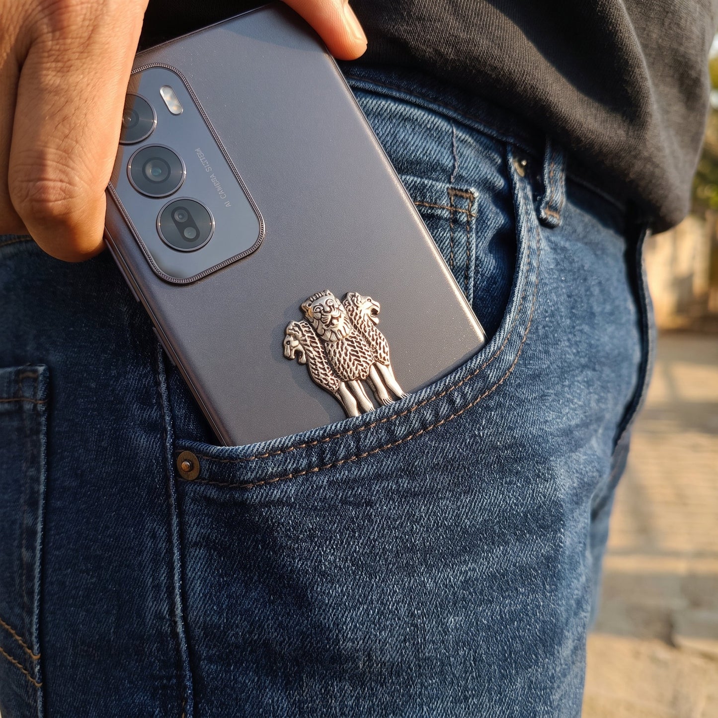 Oppo Reno 12 5G Compatible Satyamev Jayate 3D Metal Emblem Sticker