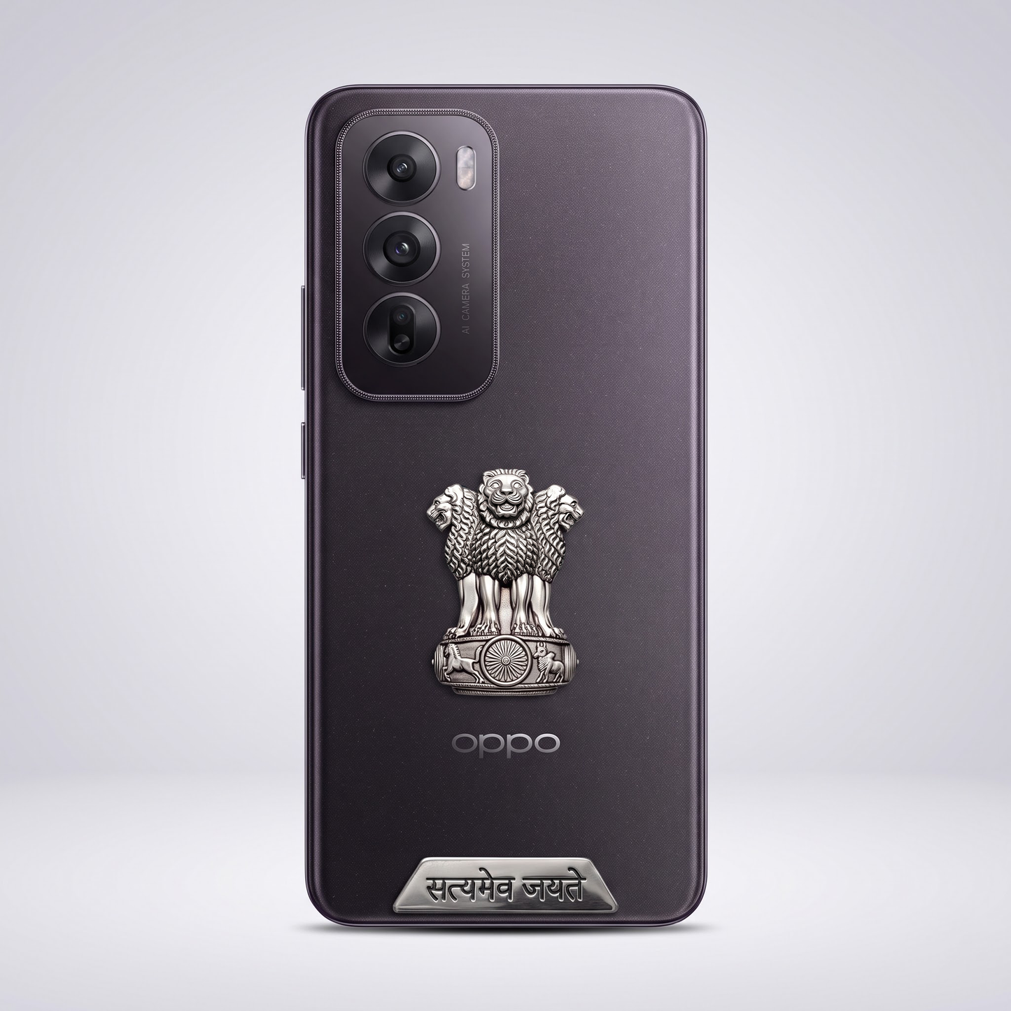 Oppo Reno 12 5G Compatible Satyamev Jayate 3D Metal Emblem Sticker