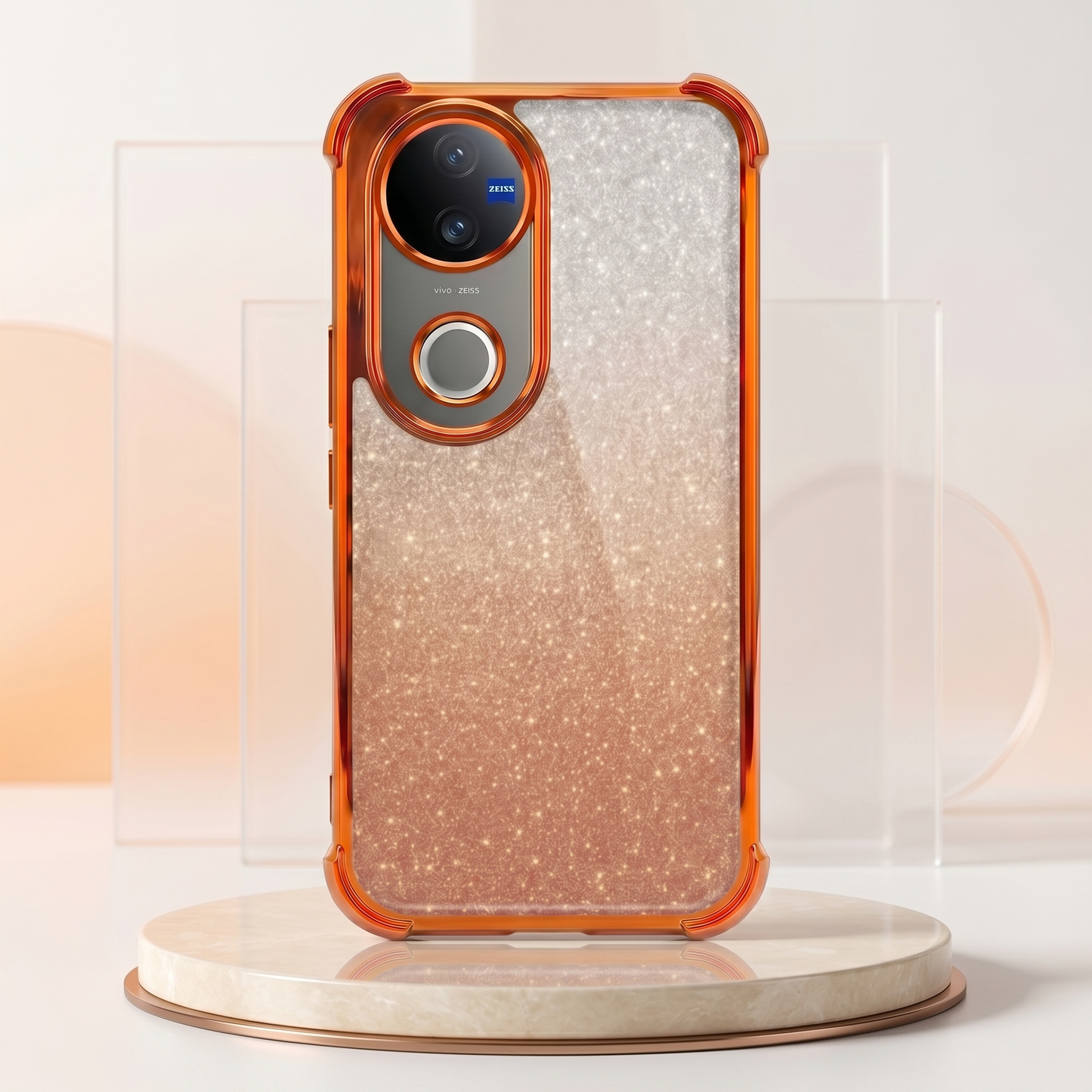 Vivo V50 5G Luxury Shockproof Shimmer Airbag Cosmic Orange Case