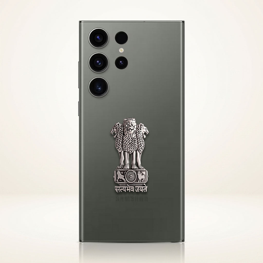 Samsung S23 Ultra 5G Compatible Satyamev Jayate 3D Metal Emblem Sticker