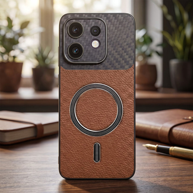 Oppo Reno 16 5G Carbon Fiber Leather Hybrid MagSafe Magnetic Case