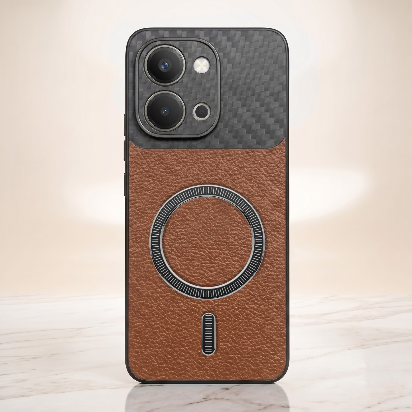 Vivo T5X 5G Carbon Fiber Leather Hybrid MagSafe Magnetic Case