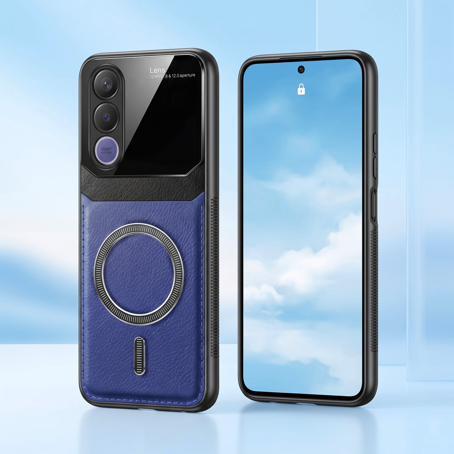 Vivo V70 FE 5G Premium Magsafe Magnetic Leather Lens Protective Case