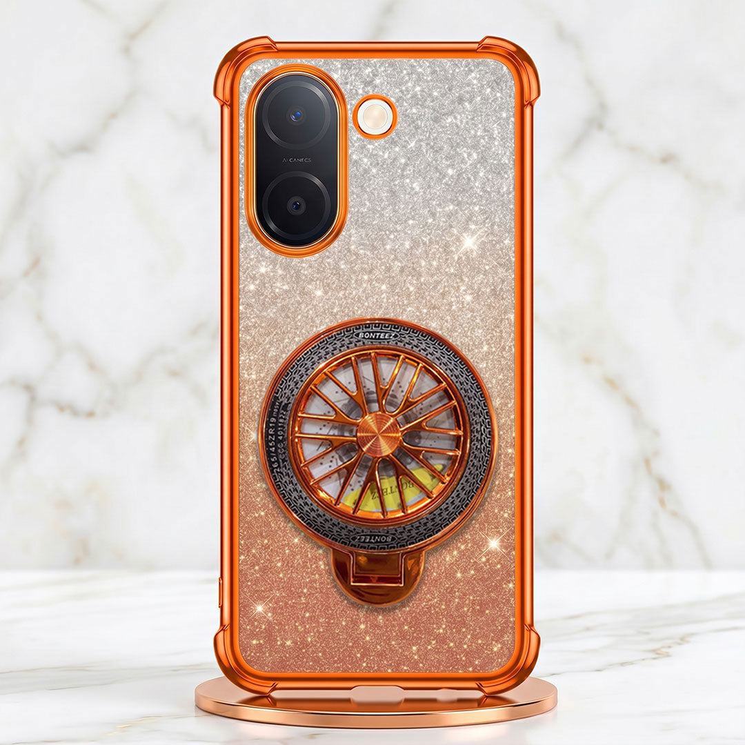 Vivo V60e 5G Stress Buster Wheel Rotating Shimmer Airbag Cosmic Orange Case